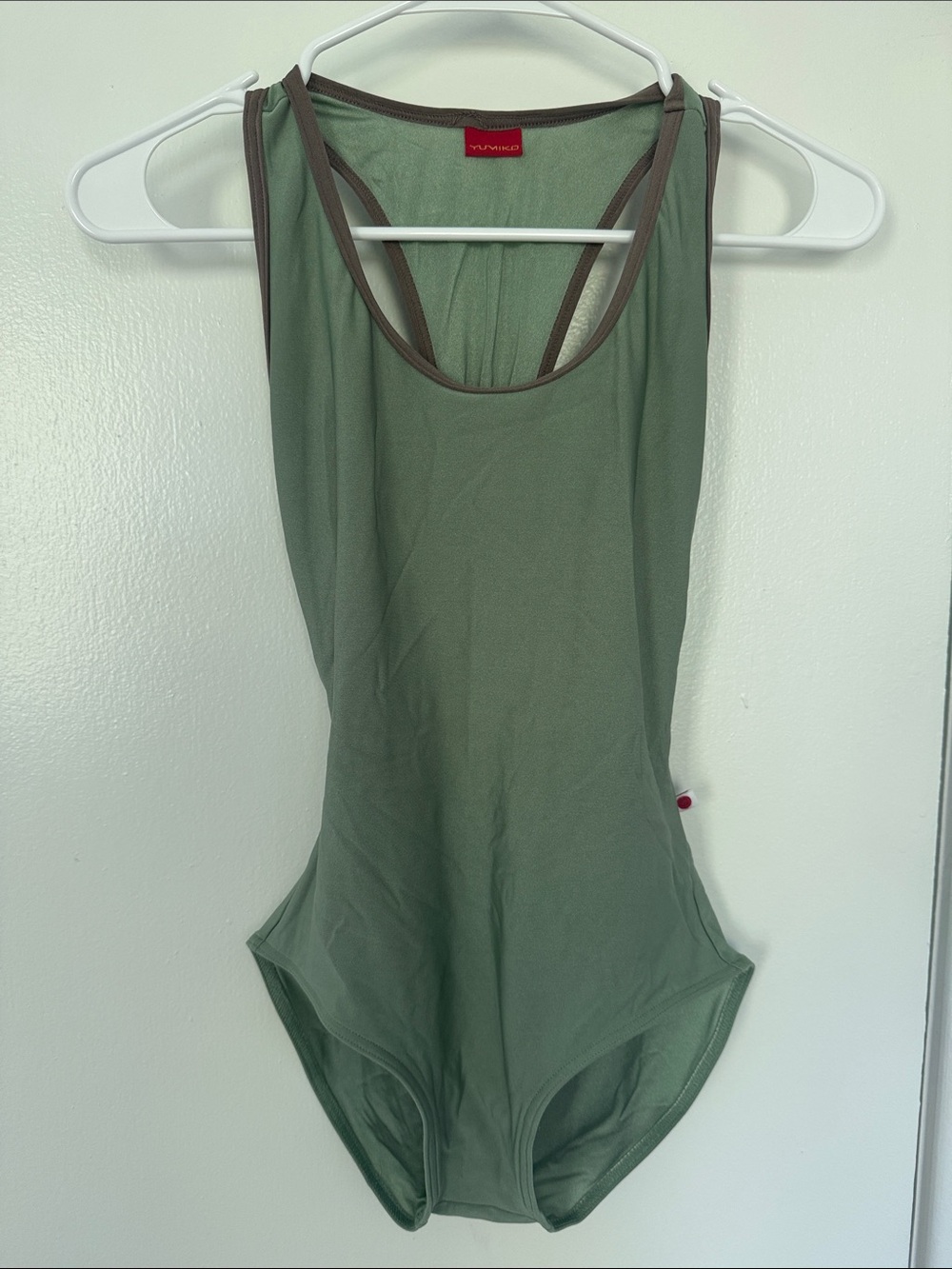 Yumiko Mint Green Leotard with Tan Trim